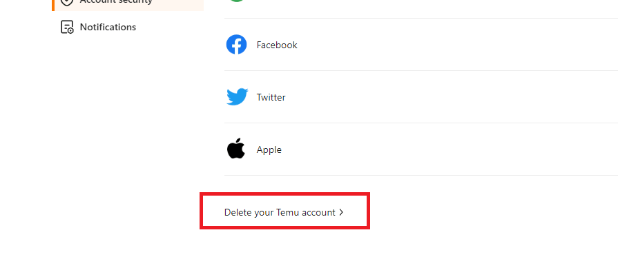Step 2 - Delete A Temu Account 